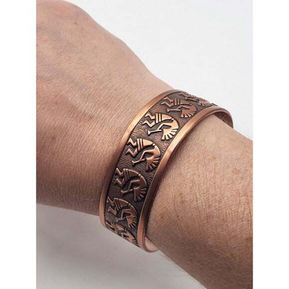 WMCO Vintage Kokopelli Copper Cuff Bracelet Native American Southwestern - Picture 13 of 13